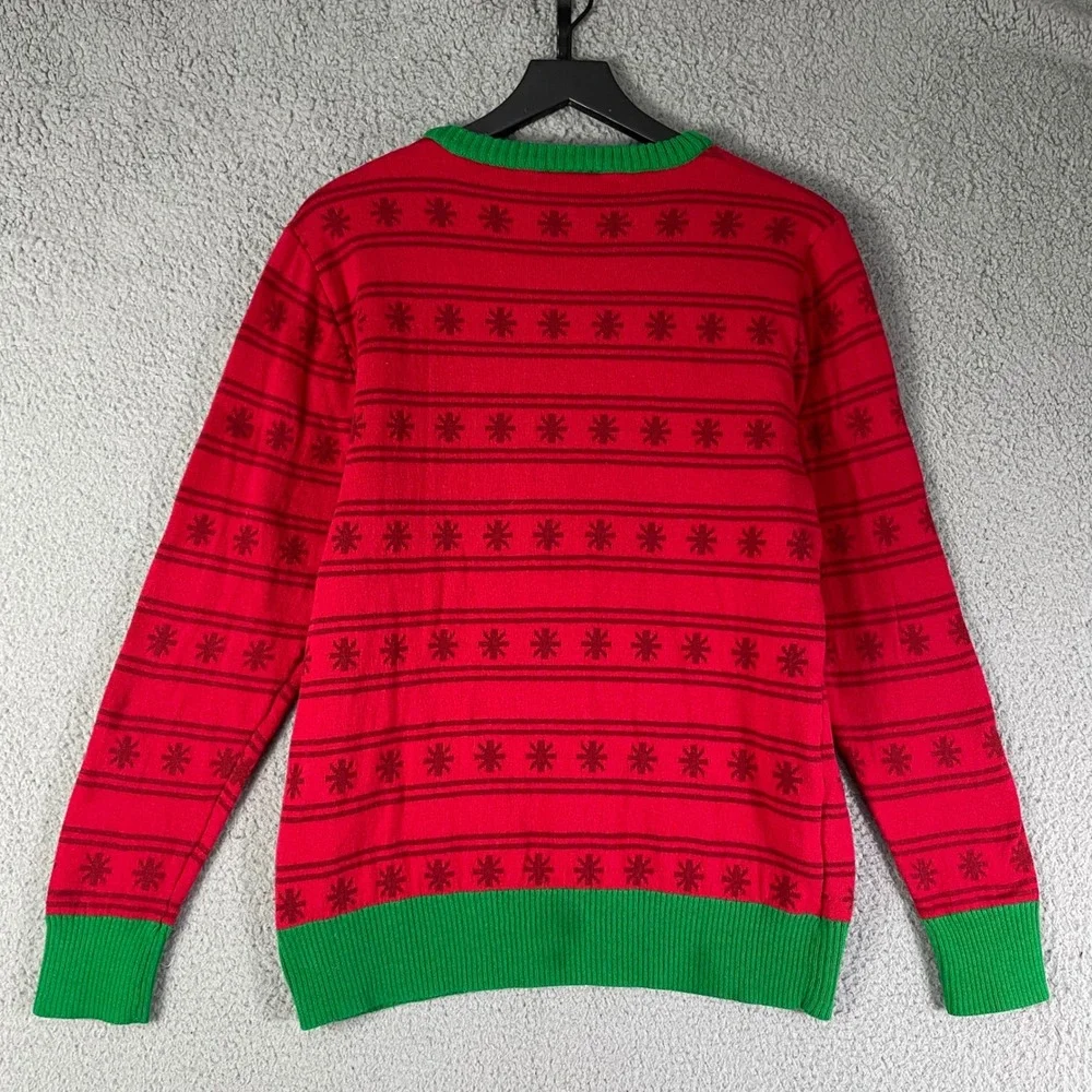 Ugly Christmas Sweater Mens Medium Red Holiday Tree All‎ Lit Up Pullover